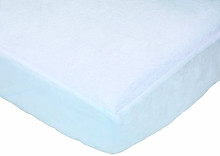 Doux Nid PU Blanc/Aqua Art.5000418 Fitted under-sheet terry fabric/polyester coated 60x120cm