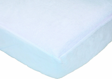 Doux Nid PU Blanc/Aqua Art.5000418 Fitted under-sheet terry fabric/polyester coated 60x120cm