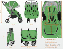 Baby Jogger'18 City Mini Double - Shadow / Crimson Art.BJ16236 sportiniai vežimėliai dvynukams
