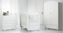 „Baby Expert Butterfly Swarovsky“ elegantiška kūdikio lovelė Bianco Platino Balta / platinos spalvos