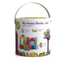 Oi, 16001.00 str. „Happy Building Blocks“ Mediniai kaladėlės dubenėlyje (50 vnt.)