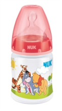 Nuk First Choice Disney Art.10743517 Plastmasas pudelīte ar plašu kakliņu un silikona knupīti pienam, 1.izmēra (0-6 mēn.) 150 ml