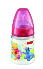 „Nuk First Choice Disney Art“ 10743517 Plastikinis butelis su plačiu kaklu ir silikoniniu čiulptuku pienui, 1 dydžio (0–6 mėn.) 150 ml
