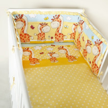 ANKRAS Bērnu gultiņas aizsargapmale 360 cm Žirafe-Dots zaļš