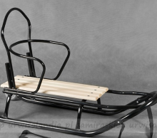 Gusio OP Sledge Art.72560 Black Kokybiškos vaikiškos medinės / metalinės rogės iš metalo ir medžio su nugara ir su stumiama rankena