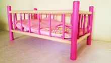 I-Toys Art.R-524 Деревянная кукольная кроватка с постельным бельём (50x27 cm)