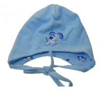 Aliap Art.4216 Mėlyna veliūro kepurėlė iš medvilnės vaikams su ausinėmis pavasarį-rudenį