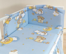 „Mamo Tato Teddy Bears“ 2 plk. 12 dalių mėlynos medvilnės patalynės komplektas (60 / 100x135 cm)