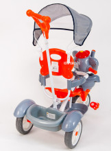 Interaktyvus vaikiškas triratukas „Babymix AL JG-870 Coffe“ su stogu ir rankena „Elephant“