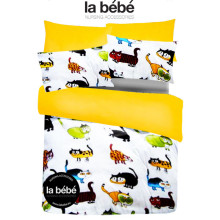 La Bebe™ Set 100x140/105x150/40x60 Art.81053 Cats Комплект детского постельного белья из 3х частей 100x140, 105x150, 40x60 cm