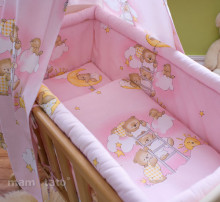 Mamo Tato Teddy Bears Col. Pink Kokvilnas gultas veļas komplekts no 6 daļam (60/100x135 cm)