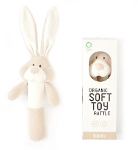Wooly Organic Bunny Art.00203 Ecological soft toy for kids 17cm Teddy Bear Stick Rattle