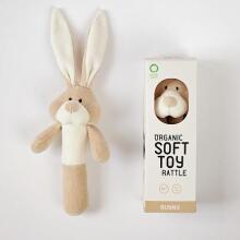 „Wooly Organic Bunny Art.00203“ aukščiausios kokybės - ekologiškos medvilnės barškutis, (100% natūralus)