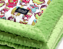 „La Millou“ menas. 83418 Kūdikių antklodė Wild Owl Green Premium dvipusė antklodė (65x75 cm)