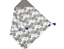 „La Millou“ menas. 83599 Medvilnės konkurso antklodė Chaber Grey Sheep Aukščiausios kokybės dvipusė antklodė su gobtuvu (80x80 cm)