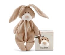 „Wooly Organic Bunny Art.00206 Premium“ - minkštos ekologiškos medvilnės žaislų miegmaišis su čiulptuko laikikliu (100% natūralus)