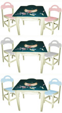 WoodyGoody Art. 56602 Galds tāfele+ 2 krēsliņi krāsainie