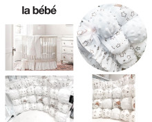 „La Bebe ™ Cloud L.Ed.“ 86018 prekės ženklas „Björn Cotton BomBon“ buferio guoliai Medvilniniai apvadai lovelei su kraštu 60cm