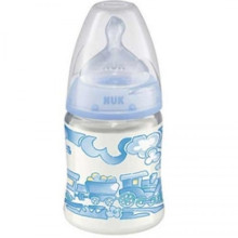 Nuk First Choice  Art.10743347 Plastmasas pudelīte ar vidēju caurumiņu un silikona knupīti pienam 1.izmēra (0-6 mēn.) 150 ml