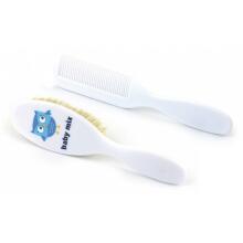 „Babymix Art.BD80046“ plaukų šukos ir šepetys su labai minkštais natūraliais šereliais Owl Green