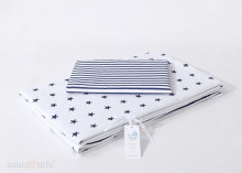 Mamo Tato Col. White&Blue Stars Kokvilnas gultas veļas komplekts no 5 daļam (60/90x120 cm)
